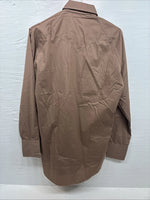 New Men’s Tem Tex Brown Western Long Sleeve Pearl Snap 15 X 33 Medium T-43