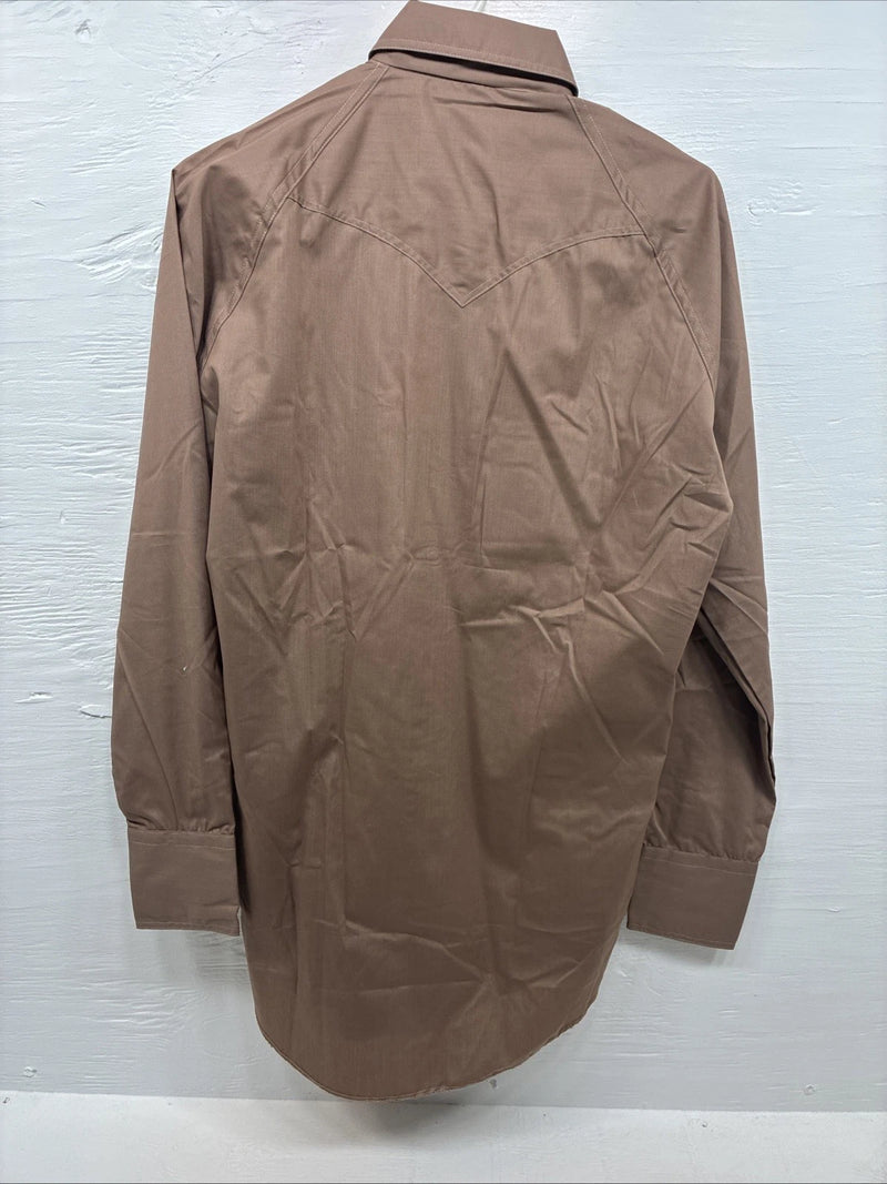 New Men’s Tem Tex Brown Western Long Sleeve Pearl Snap 15 X 33 Medium T-43