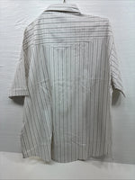 New Men’s ELY Cattleman White Stripped Short Sleeve Pearl Snap 18.5 2XL E-49