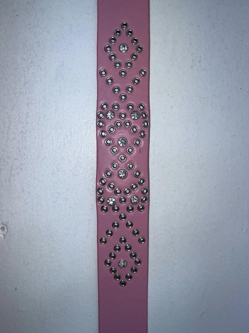 New Pink Genuine Leather Silver Bling L Belt #N3431630 Z-60
