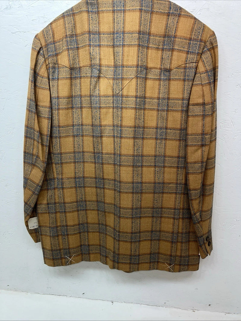 New Term-Tex Orange Plaid Suit Jacket 44R #11963 Y-602