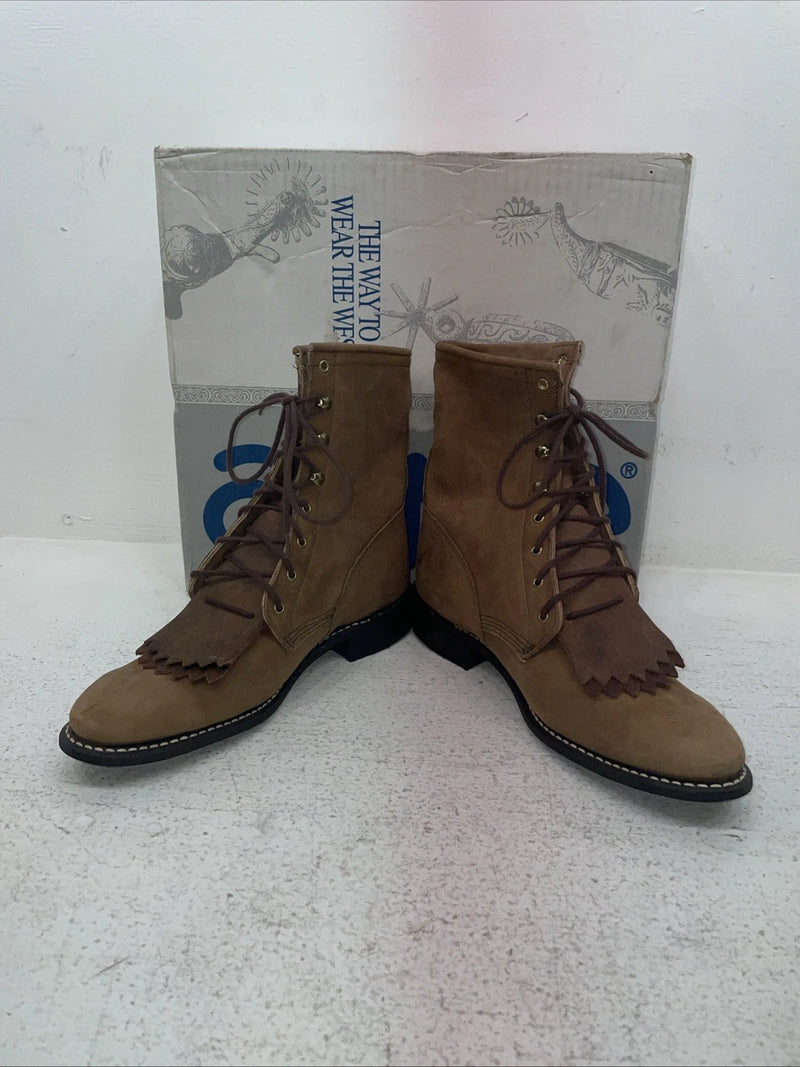 New Men’s Brown Lace Up Acme Cowboy Boots. 18069 8 M. 3-64