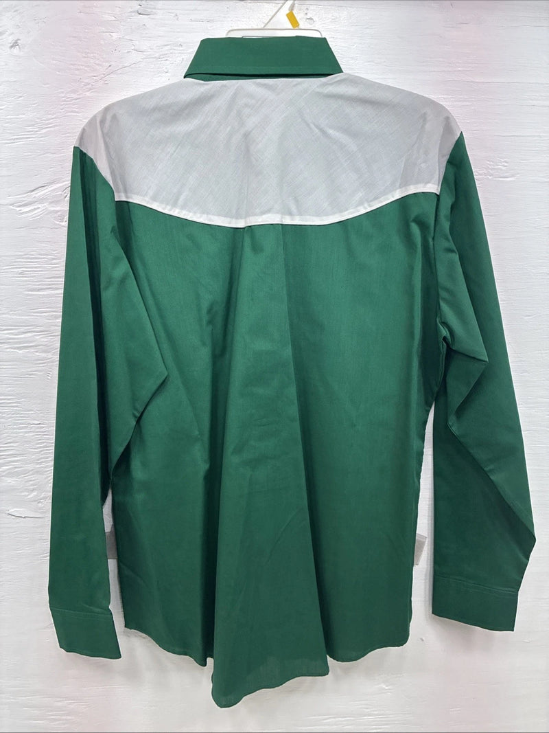 New Teens Country Charmers Green Long Sleeve Pearl Snap Large CC-98