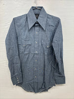 New Men’s Champion Western Blue Jean Long Sleeve Pearl Snap 14 Small AA-1