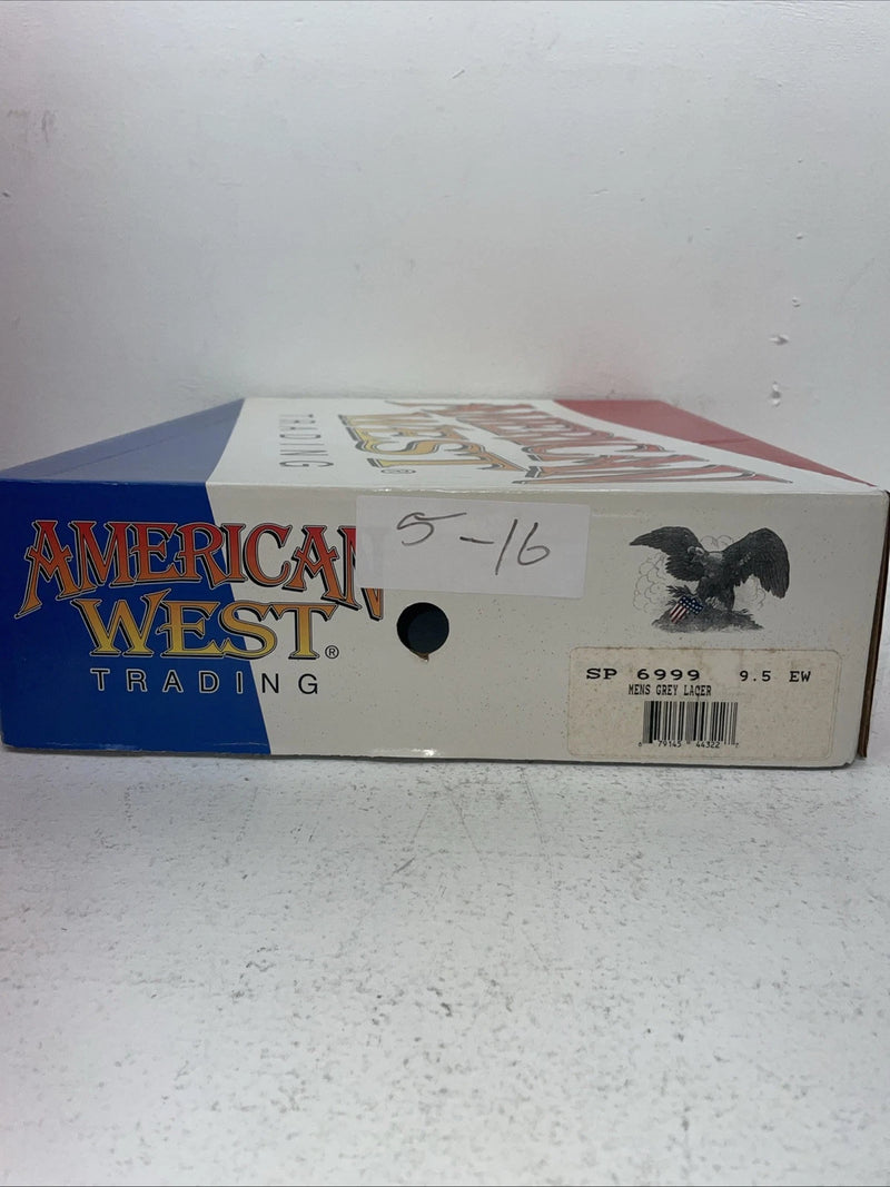 New Men’s Gray Lace Up American West Cowboy Boots. 6999 9.5 9 1/2 E W. 5-16