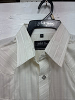 New Men’s White Horse White Gold Stripe Long Sleeve Pearl Snap Medium J-82