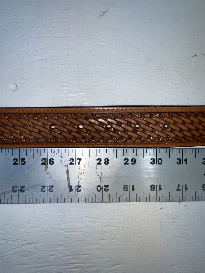 New Brown Genuine Leather Nocona Weaved And Pendent 28” Belt #2216448 NN-18