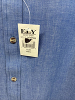 New Men’s ELY Cattleman Blue Long Sleeve Button Up 20.5 X 36 4XL E-66