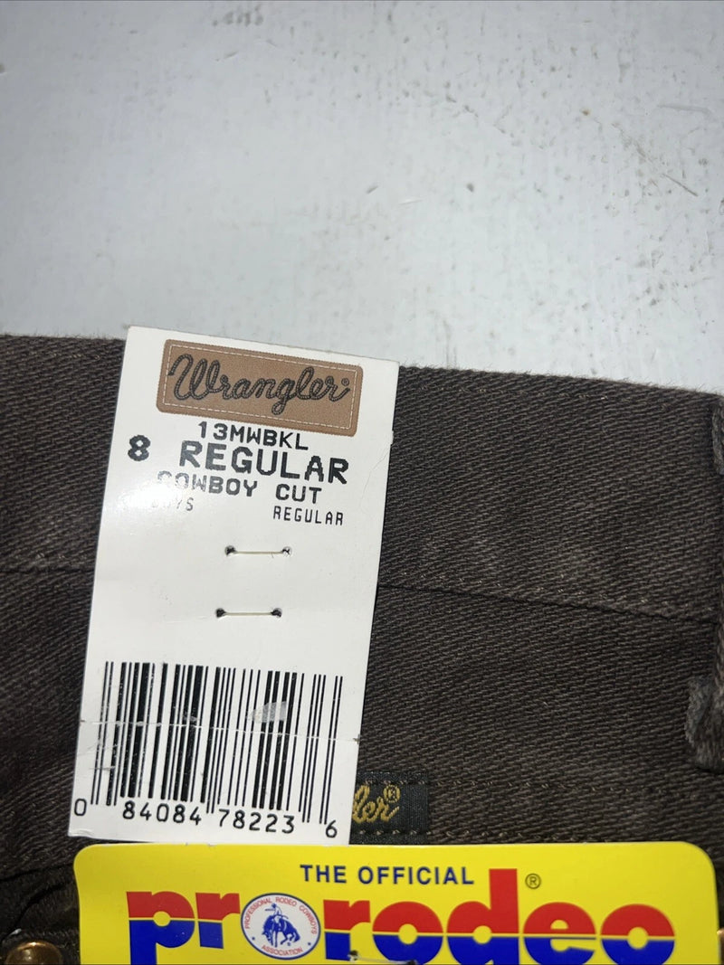 New Boys Brown Wrangler Cowboy Cut Pro Rodeo Denim Jeans. 8 Regular B-20