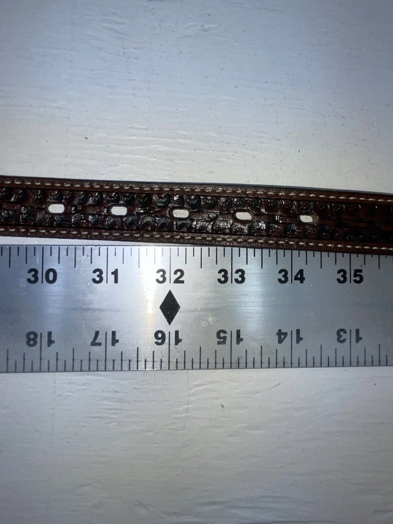 New Brown Genuine Leather Nocona Silver Bling 32” Belt #2434002 JJ-144