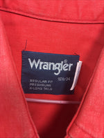 New Mans Wrangler Red Long Sleeve Button Up 16.5 X 34 Large AA-41