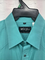 New Men’s White Horse Teal Long Sleeve Pearl Snap XL R-57