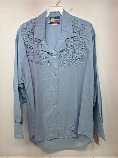 New Women’s Cricket Creek Blue Long Sleeve Button Up Size Large TT-128
