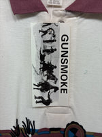 New Men’s GunSmoke White Western Design Short Sleeve Polo Shirt Large R-41