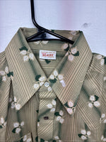 New Women’s ELY Plains Yellow Green Floral Long Sleeve Pearl Snap 16 X 33 II-11