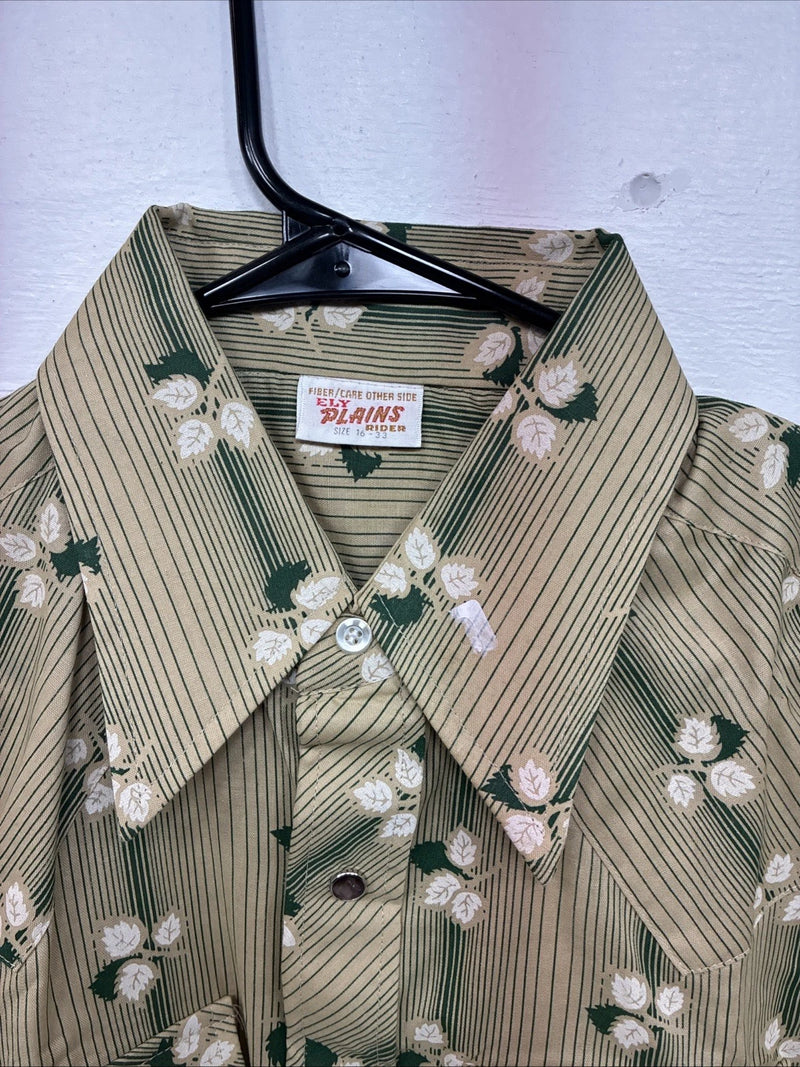New Women’s ELY Plains Yellow Green Floral Long Sleeve Pearl Snap 16 X 33 II-11