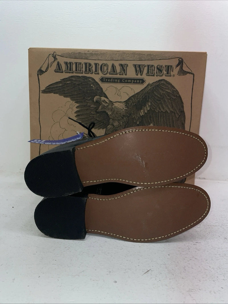 New Men’s Black Lace Up American West Cowboy Boots. 5991 9 D. 4-34