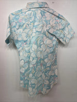 New Women’s H Bar C Blue Floral Short Sleeve Pearl Snap Size 30 DD-155