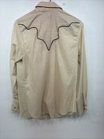 Me Women’s Dickson Jenkins Tan Stripe Long Sleeve Pearl Snap Size 34 KK-28