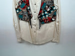 New Women’s Cream Horse Circle Y Long Sleeve Button Up Shirt M #60531 3B-41