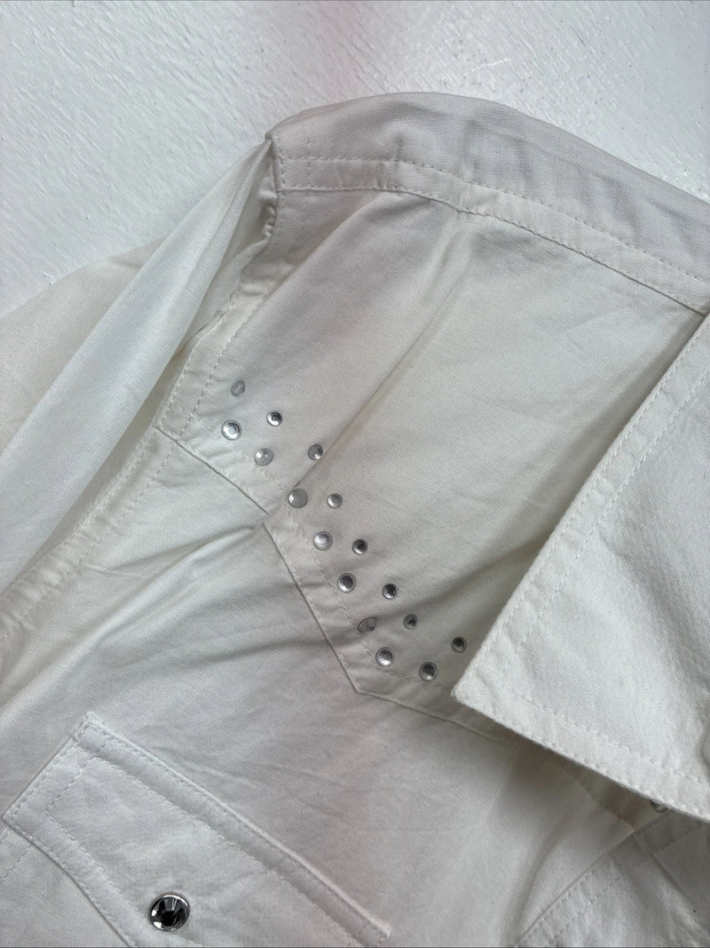New Women’s Cumberland White Gem Long Sleeve Pearl Snap Size XL KK-84