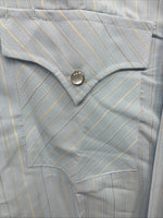New Men’s ELY Cattleman Blue Stripe Long Sleeve Pearl Snap 16 X 34 Large V-113