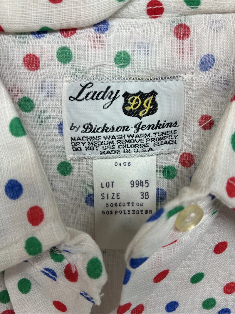 New Women’s Dickson Jenkins White Polkadot Long Sleeve Pearl Snap Size 38 LL-93
