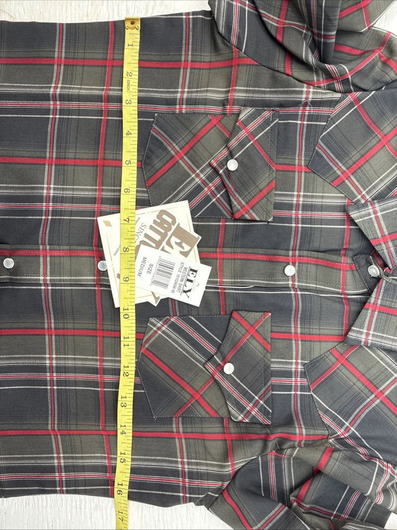 New Kids ELY Cattleman Green Plaid Long Sleeve Pearl Snap Medium DD-27