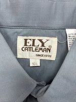 New Men’s ELY Cattleman Gray Short Sleeve Pearl Snap 16.5 Large AA-27