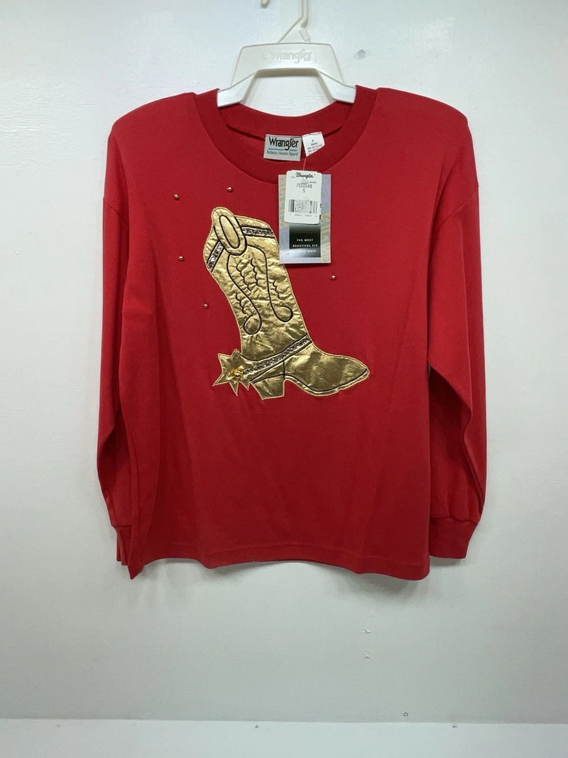 New Women’s Red Wrangler Long Sleeve Shirt S #75500AB 3B-26