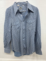 New Men’s Miller Blue Designed Long Sleeve Pearl Snap 16 X 35 Large Q-63