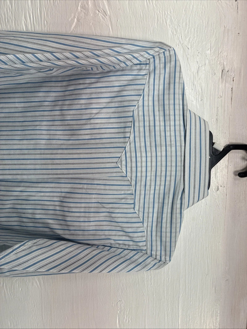 New Kids White Horse Blue stripe Long Sleeve Pearl Snap Medium DD-52