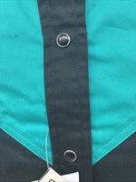 New Women’s Cumberland Black Blue Sleeveless Pearl Snap Small TT-138