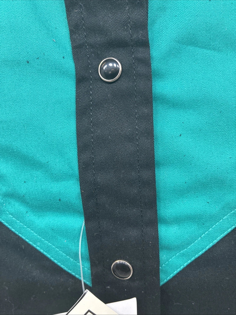 New Women’s Cumberland Black Blue Sleeveless Pearl Snap Small TT-138