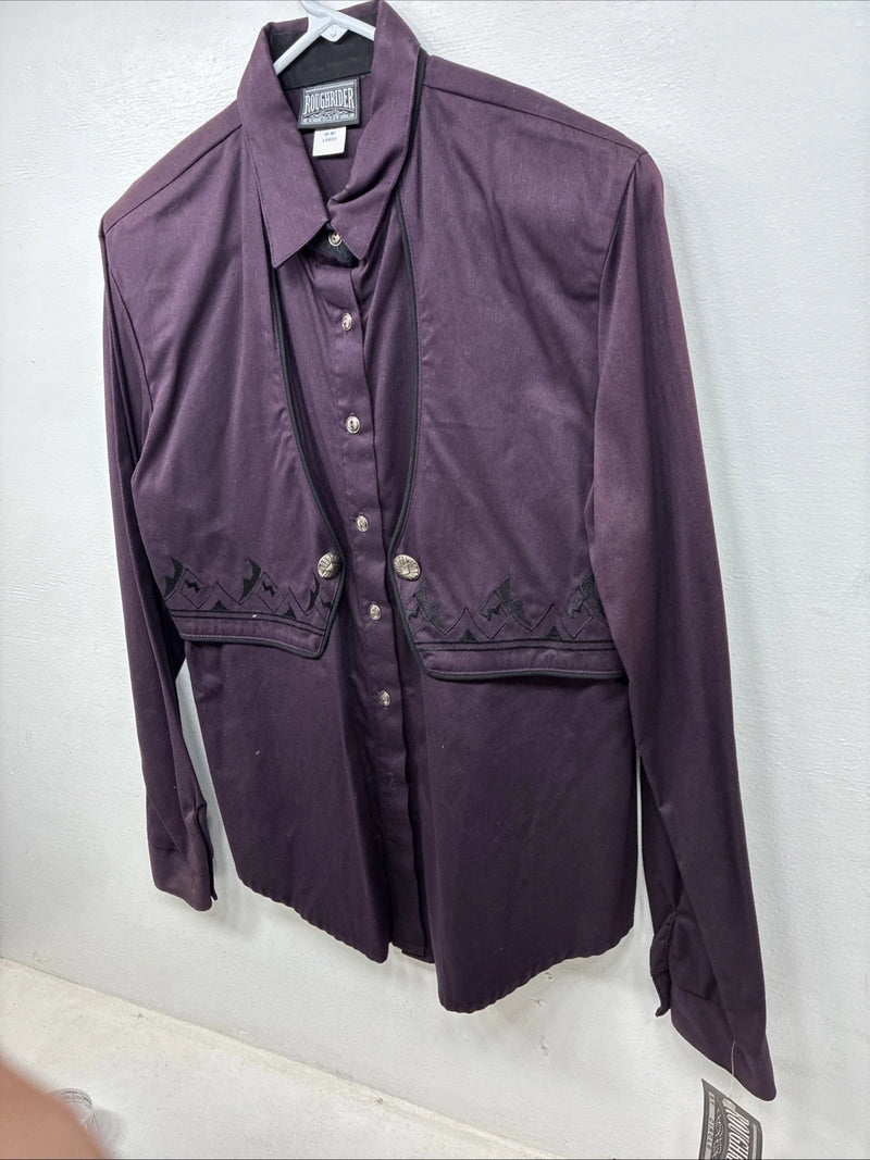 New Women’s Rough rider Purple Long Sleeve Button Up Size Large TT-74