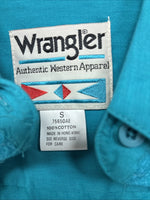 New Women’s Wrangler Teal Design Long Sleeve Button Up Small TT-18