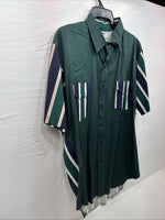 New Men’s Cowboy Threads Green Purple Short Sleeve Button Up Large Q-94