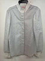 New Women’s H Bar C Blue Stripe Long Sleeve Button Up Size 40 MM-31