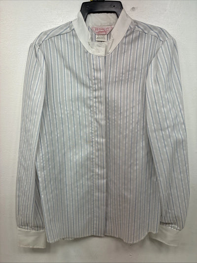 New Women’s H Bar C Blue Stripe Long Sleeve Button Up Size 40 MM-31