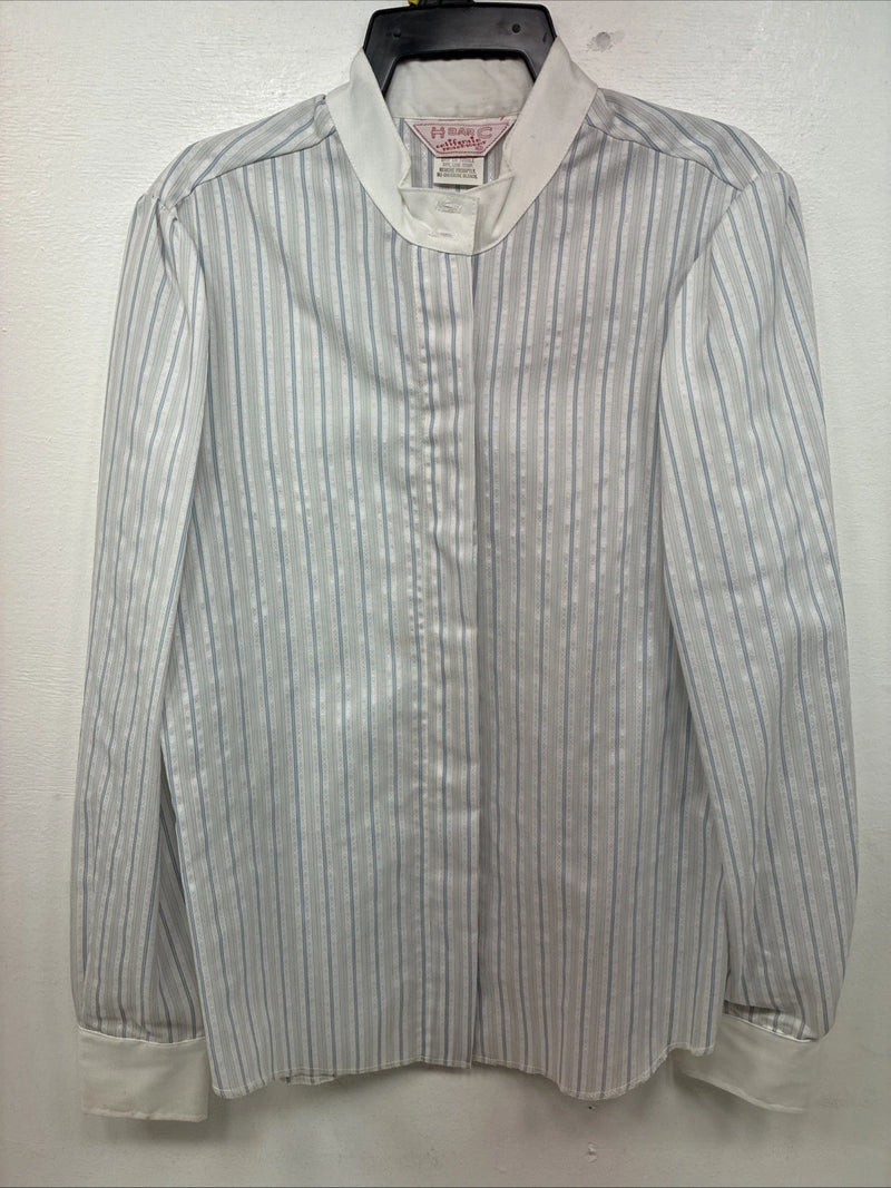 New Women’s H Bar C Blue Stripe Long Sleeve Button Up Size 40 MM-31
