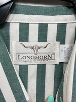 New Men’s Longhorn Teal Strip Short Sleeve Button Up 4XL E-51