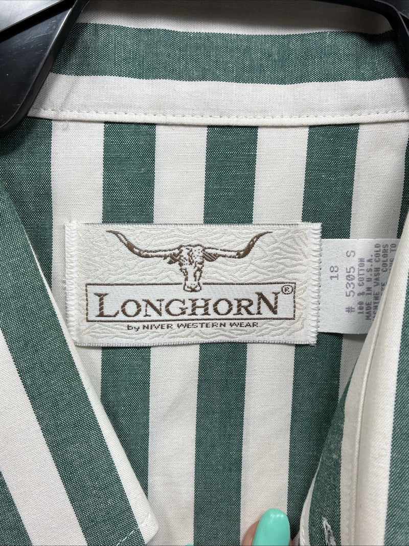 New Men’s Longhorn Teal Strip Short Sleeve Button Up 4XL E-51