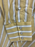 New Men’s Fenton Yellow White Stripe Long Sleeve Pearl Snap 16.5 Large V-114
