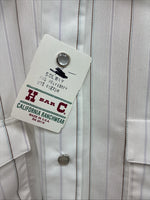 New Men’s H Bar C White Stripe Long Sleeve Pearl Snap 16.5 Large Q-72