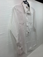New Men’s ELY Cattleman White Designed Long Sleeve Pearl Snap 16.5 Large Q-102