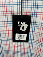 New Men’s ELY Cattleman White Multicolor Plaid Long Sleeve Button Up Large Q-21