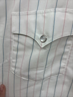 New Men’s H Bar C White Stripe Long Sleeve Pearl Snap Large T-83