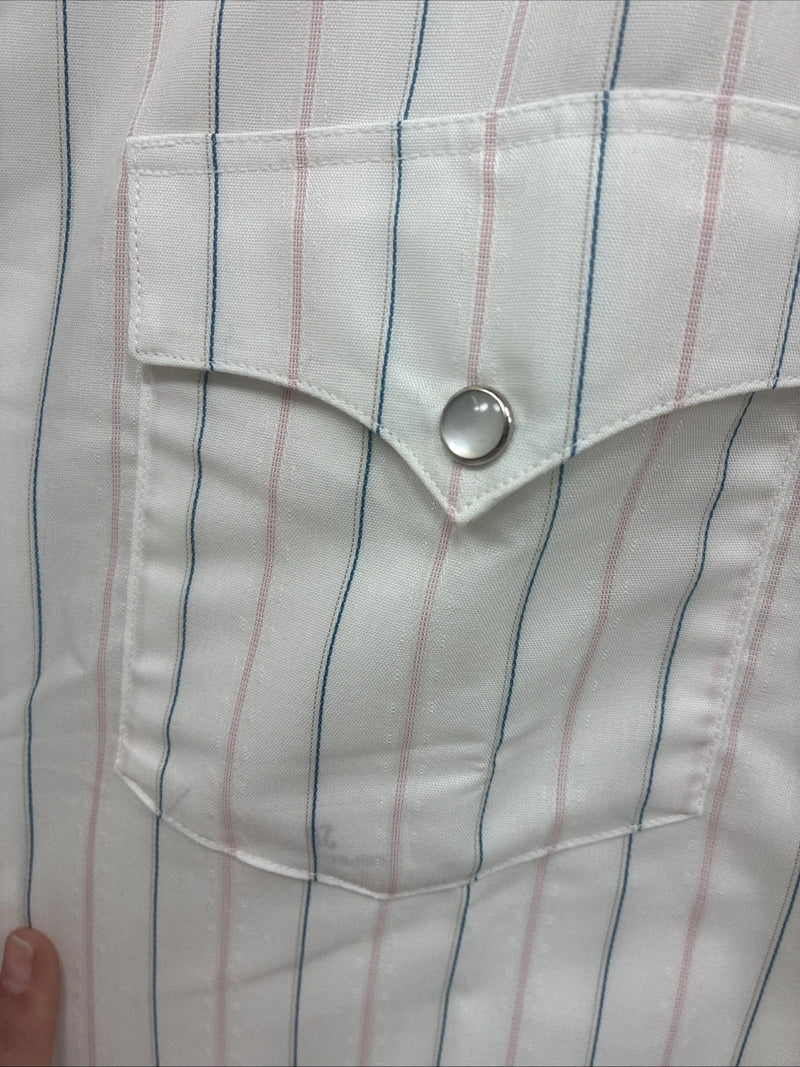 New Men’s H Bar C White Stripe Long Sleeve Pearl Snap Large T-83