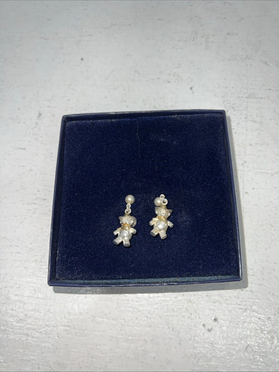 New Women’s Montana Silversmiths Silver Gold Teddy Bear Earrings. ER227 A-39
