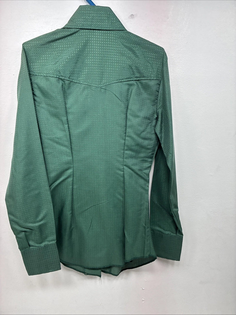 New Women’s Panhandle Slim Green Long Sleeve Pearl Snap Size 30 LL-58